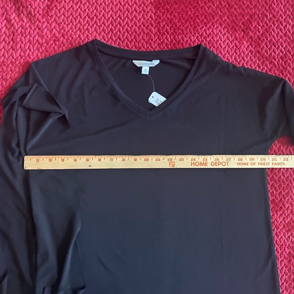 Charming Charlie Asymmetric One Sleeve Fancy Top Women’s Size S, black - Picture 6 of 12